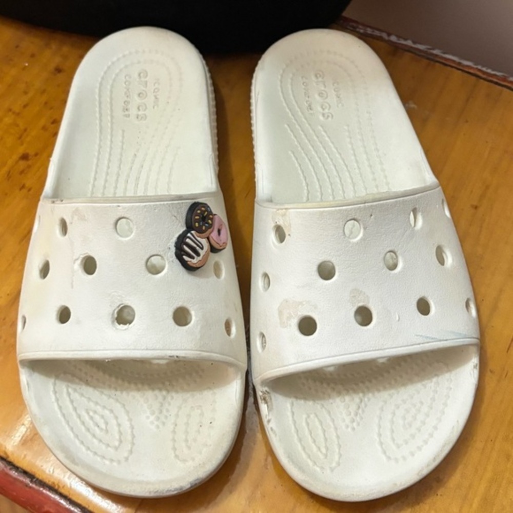 Crocs Unisex Mens and Womens Classic Slide Sandals Fresco/White 2/4